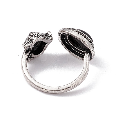 Fox Natural Gemstone Cuff Rings KK-A173-06AS-1