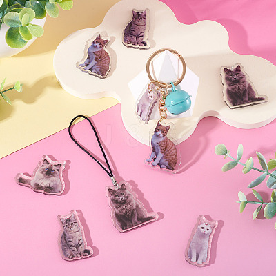 10Pcs 5 Styles Printed Acrylic Pendants OACR-TA0004-13-1