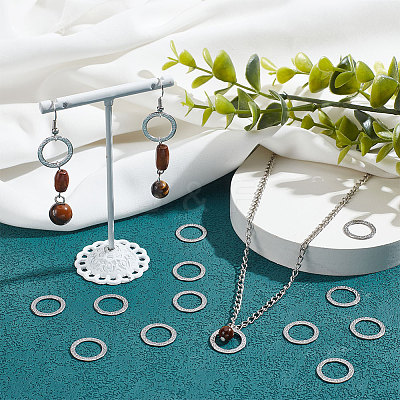 30Pcs 304 Stainless Steel Linking Rings STAS-BC0003-62B-1