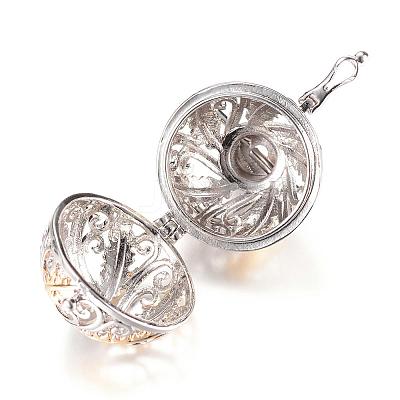Rack Plating Brass Cage Pendants KK-R036-14-1