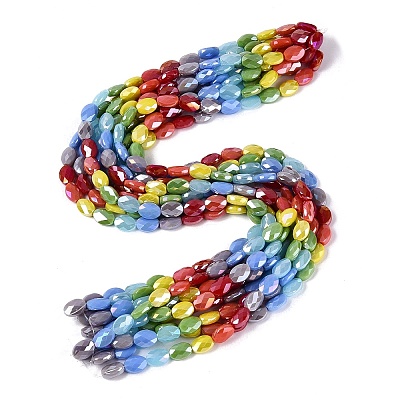 Electroplate Opaque Glass Beads Strands EGLA-Q135-8x11MM-02A-1