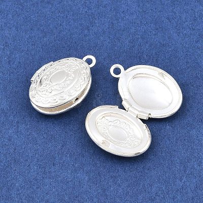 Oval Brass Locket Pendants KK-K414-12F-S-1