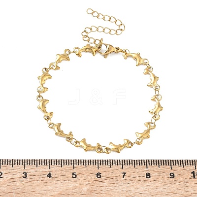 Women's 304 Stainless Steel Dolphin Link Chains Bracelets BJEW-G790-02G-1