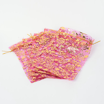 Rose Printed Organza Bags OP-R021-13x18-07-1
