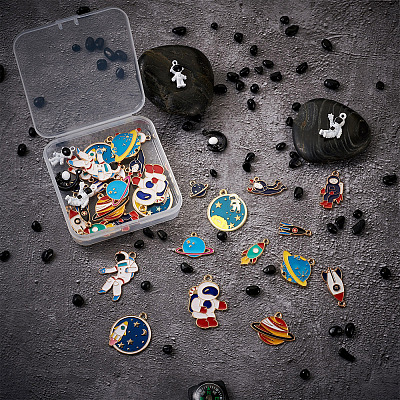 36Pcs 18 Styles Baking Paint Alloy Pendants FIND-CD0001-02-1