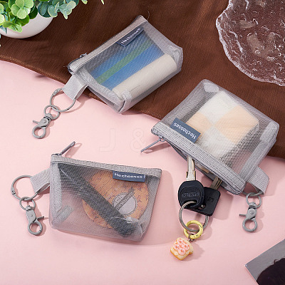 3Pcs Rectangle Nylon Mesh Zipper Wallets Pendant Decorations HJEW-TAC0106-1