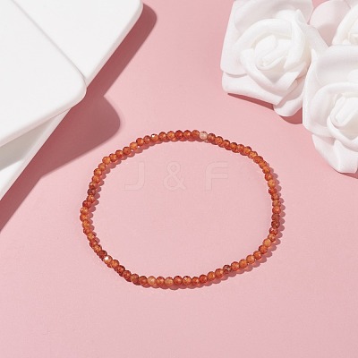 3mm Natural Garnet Beads Stretch Bracelet for Girl Women BJEW-JB07284-01-1