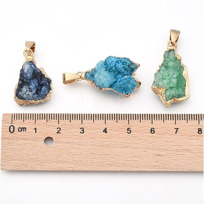 Natural Druzy Agate Pendants G-Q494-76-1