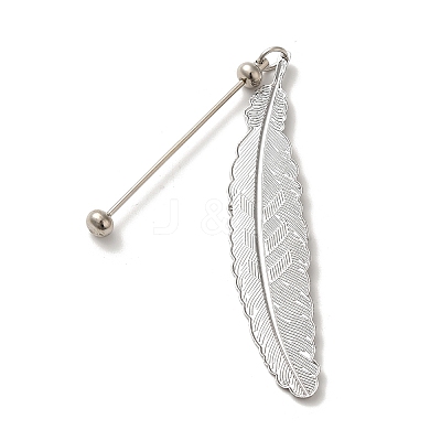 Alloy Feather Pendant Bookmarks AJEW-R101-01S-1