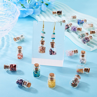 Natural & Synthetic Gemstone Chip Beads Glass Bottles G-KS0001-02-1