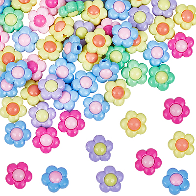 60Pcs Two Tone Opaque Acrylic Beads SACR-SP0001-07-1