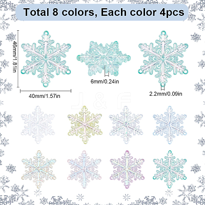 32Pcs 8 Colors Acrylic Chandelier Component Links OACR-SC0001-55-1