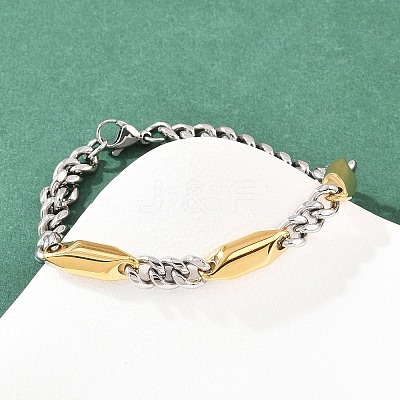 304 Stainless Steel Rhombus Cuban Link Chain Bracelets for Men Women BJEW-G766-07B-1