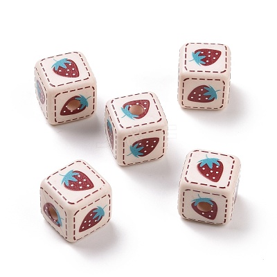 Opaque Printed Acrylic Beads MACR-C007-01H-1