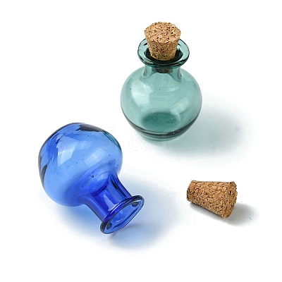 10Pcs 5 Colors Round Glass Cork Bottles Ornament GLAA-FS0001-73-1