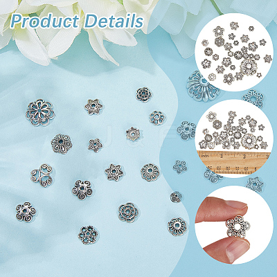 2 Sets Tibetan Style Alloy Bead Caps FIND-SC0019-65AS-1