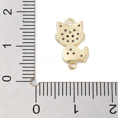 Brass Pave Clear & Black Cubic Zirconia Pet Kitten Connector Charms KK-Z061-01G-01-1