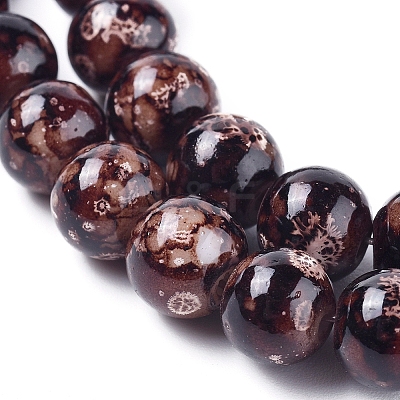 Opaque Spray Painted Glass Beads Strands GLAA-WH0015-43F-1