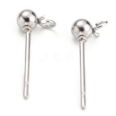 Non-Tarnish 304 Stainless Steel Ball Post Stud Earring Findings X-STAS-Z035-03P-1