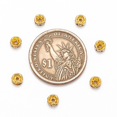 Brass Rhinestone Spacer Beads RB-A014-Z5mm-01G-1