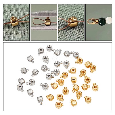 40Pcs 2 Colors Brass Crimp Beads KK-AR0003-27-1