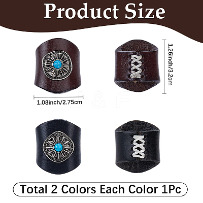 2Pcs 2 Colors Leather & Alloy & Synthetic Turquoise Scarf Clips AJEW-CL0005-24C-1