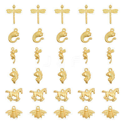 30Pcs 6 Styles Alloy Pendants FIND-CA0007-27-1
