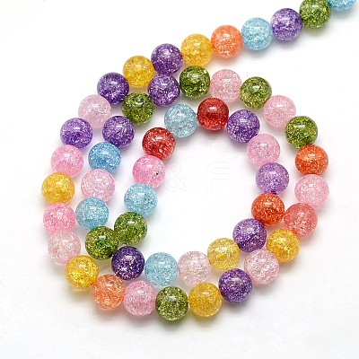 Synthetic Crackle Quartz Round Beads Strands G-L155-6mm-01-1