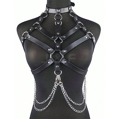 Black PU Leather Chest Harness Belts FS-WG16471-01-1