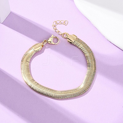 Brass Snake Chain Bracelets for Women BJEW-C140-25G-1