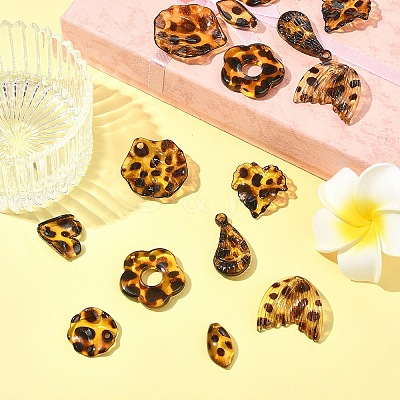 16Pcs 8 Styles Transparent Acrylic Pendants OACR-FS0004-06-1