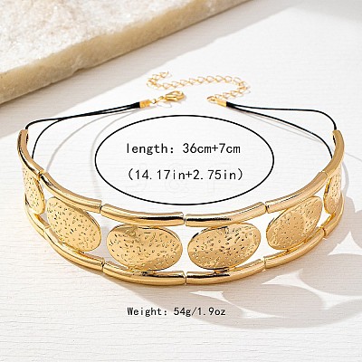 Alloy Oval Hollow Choker Necklaces for Women WGA6DF3-01-1