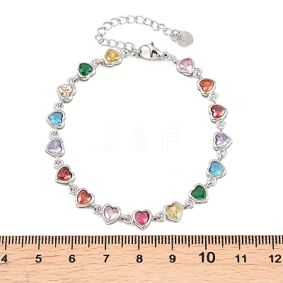 304 Stainless Steel Pave Colorful Cubic Zirconia Tennis Bracelets for Women BJEW-T023-02B-P-1