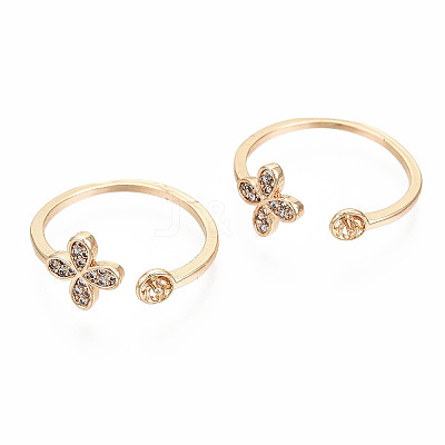 Brass Micro Pave Clear Cubic Zirconia Peg Bails Cuff Finger Ring Settings KK-S360-014-NF-1