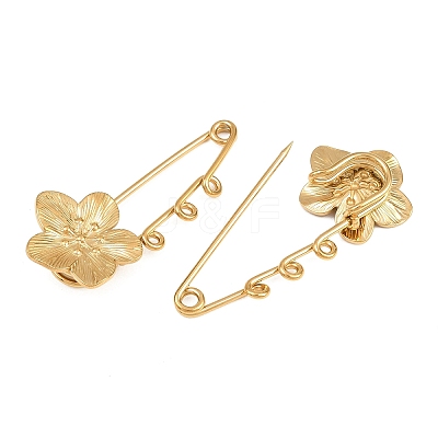 Peach Blossom 304 Stainless Steel Safety Pins Brooch Findings SA-CBA098D-14B-G03-1