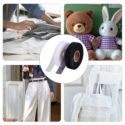 4 Rolls 2 Colors Double-sided Non Woven Fabric Fusing Tape Adhesive Hem Tape DIY-HY0002-88B-1