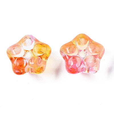 Two Tone Transparent Spray Painted Glass Beads GGLA-S054-011D-01-1