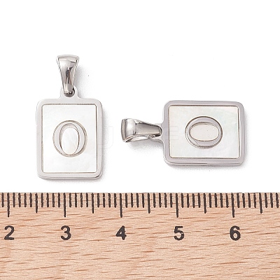 304 Stainless Steel Pave Shell Pendants STAS-G327-01P-O-1
