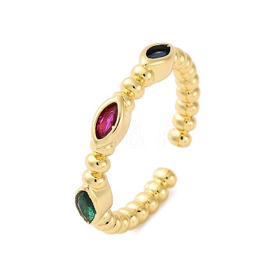 Brass Micro Pave Cubic Zirconia Cuff Rings RJEW-M066-01G-1