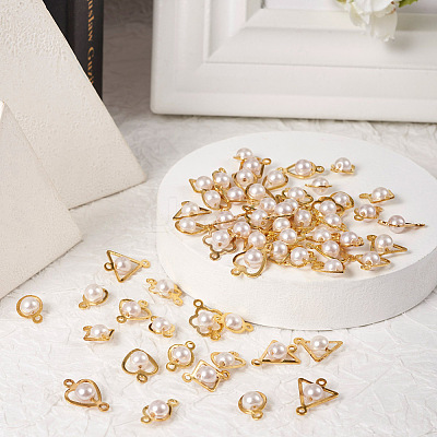 72Pcs 12 Styles ABS Plastic Imitation Pearls Charms/Connector Charms FIND-TA0003-16-1