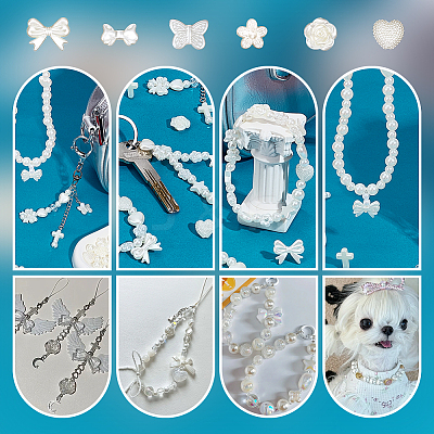 500Pcs 14 Styles Imitated Pearl Acrylic Beads PACR-OC0001-01-1