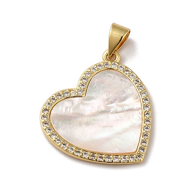 Rack Plating Brass Micro Pave Clear Cubic Zirconia Pendants KK-F853-21G-1