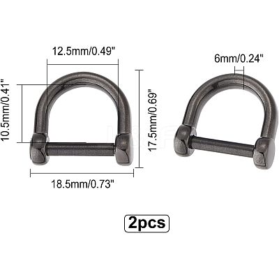 2Pcs 304 Stainless Steel D-Ring Anchor Shackle Clasps STAS-CA0001-56B-1