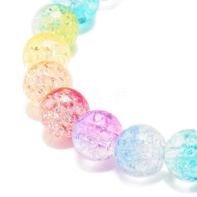 Rainbow Acrylic Round Beaded Stretch Bracelet for Women BJEW-JB07555-1
