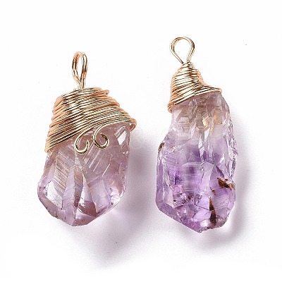 Natural Raw Amethyst Pendants G-C023-02-1