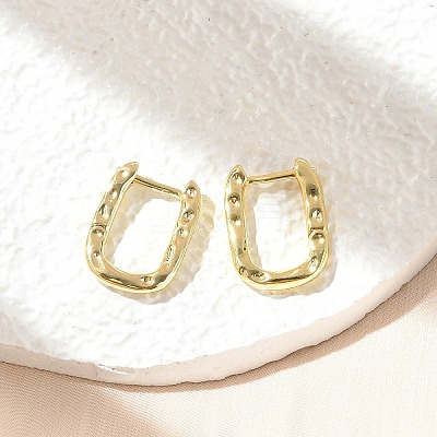 Textured Rectangle Brass Hoop Earrings EJEW-B007-02G-1