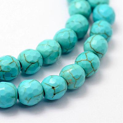 Faceted Synthetical Turquoise Beads Strands G-F382-8mm-01-1