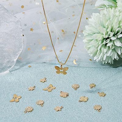 50Pcs 5 Style Rack Plating Brass Charms KK-FH0004-69-1