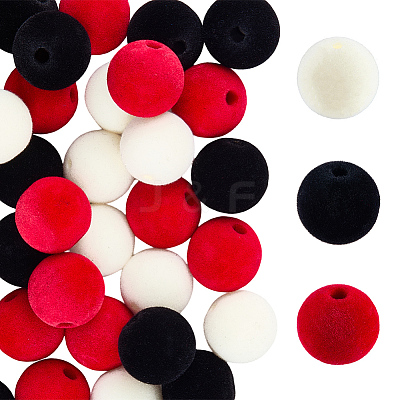 48Pcs 3 Colors Flocky Opaque Acrylic/Plastic Beads KY-SC0002-46-1