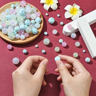 250G UV Plating Rainbow Iridescent Opaque Acrylic Beads PACR-CJ0001-38A-1
